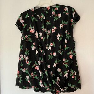 Halogen Faux Wrap Floral Top